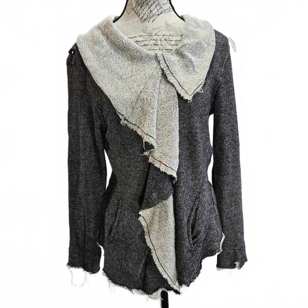 Blanc Noir Distressed Zippered Slubby Cardigan Jacket Preppy Grunge Size Small